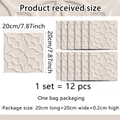 Detail showing dimensions and 3D relief texture of cream marble style tile stickers - Cream White 3D Relief Pattern (ACZ20000)