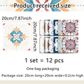 Dettaglio set di 12 adesivi per piastrelle vintage con motivi mandala, 20x20 cm - Stile Mandala Blu (ACZ20015) / Grande