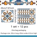 Detalle de 12 pegatinas geométricas para azulejos mediterráneos en azul y naranja - Patrón Mediterráneo Azul Naranja (ACZ20012)