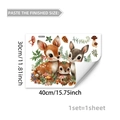 Detail showing forest animal window cling with elk and mushroom designs in 30x40cm size - Forest Deer Collection (D20042)