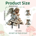 Garden angel riding turtle decor with dimensions and double ground spikes for stability - Angel Riding Turtle (DC20074)