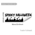 Detail of Spooky Halloween wall decal showing 90x30cm size specs and bat silhouette art - Black Halloween Silhouette (D20103) / 30x90cm*1pc