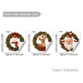 Three-pack 30x30cm Christmas window stickers featuring Santa, reindeer, and snowman wreaths - Snowman Santa And Reindeer Wreaths