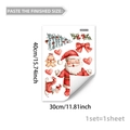 Detailed sheet of watercolor Christmas stickers featuring Santa and tree motifs, 40x30cm size - Santa Claus Christmas Tree Watercolor Style (C20015) / 30x40cm-1 Sheet