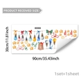 Detailed size chart for Christmas window stickers with festive lights and bow graphics - Christmas Lights Stars And Gift Bags
