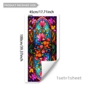 Vinilo estático decorativo para ventanas estilo vidriera con flores y mariposas - Estilo Artístico Pintado de Flor y Mariposa (D20055)