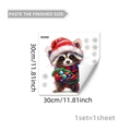 Christmas window sticker featuring a cute raccoon in a Santa hat with pine branch and snow - 30x30cm / Raccoon Style (C20020)