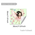Detailed view of fairy wall sticker size layout with 30cm dimensions and butterfly motifs - Dancing Fairy Style (YCG20060) / 30x30cm