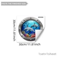 3D ocean world submarine window wall sticker featuring dolphins and coral reefs - Submarine Porthole Dolphin Style(YCL20006)
