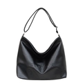 Bolso tote grande de cuero negro con logotipo FASHION grabado para diario casual - Negro