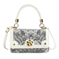 Moderne witte crossbodytas in Chinese stijl met klassiek patroon en gouden gesp - Grijs Wolkenpatroon Stijl / Wit & Grijs