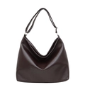 Bolso tote marrón oscuro de piel sintética con letras FASHION y correa ajustable - café