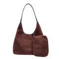 Sac hobo en daim marron foncé pour femme avec petit porte-monnaie et bandoulière - café