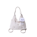 Borsa multifunzione bianco crema di grande capacità con farfalle argentate e ciondolo - Tipo standard / Bianco