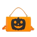 Bolso bandolera naranja de Halloween con cara de calabaza negra y asa superior - Naranja