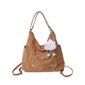 Borsa tote in nylon caramello con ciondoli a farfalla e nuvola di peluche - Tipo standard / Marrone