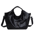 Elegante bolso de mano negro de cuero PU brillante con correa ajustable al hombro - Negro