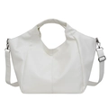 Bolso tote minimalista de cuero PU blanco con asas y correa de hombro ajustable - Blanco
