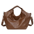 Bolso tote marrón de gran capacidad en cuero sintético con correa de hombro estilo francés - Marrón Amarillento