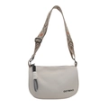 Borsa hobo beige con tracolla geometrica colorata e dettaglio in corda intrecciata - Bianco & Cachi