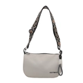 Borsa hobo in nylon bianco sporco con tracolla larga geometrica e marchio OOTMAO - Bianco e Nero