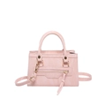 Borsa a mano rosa effetto marmo in ecopelle con nappa dorata e tracolla rimovibile - Rosa