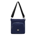Sac bandoulière bleu foncé en nylon matelassé avec sangle réglable et zip argenté - Bleu