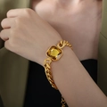 Cuban chain gold plated bracelet with square yellow crystal stone for women - Gold Yellow Crystal Bracelet (18+3cm)