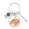 Artistic painter palette keychain with crayons and brush charms on a silver metal ring - Drawing Board & Brush Pattern Style 7 (JY009177-Silver 7)