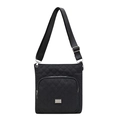 Sac à bandoulière minimaliste en nylon noir matelassé avec sangle réglable en tissu - Noir