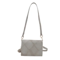 Borsa a tracolla grigia chic con trama a rombi e anelli in metallo dorato eleganti - Bianco Sporco