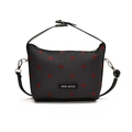 Borsa a mano nera minimalista a pois rossi con tracolla rimovibile per donna elegante - Pois