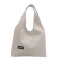 Bolso tote blanco roto en cuero encerado con diseño minimalista y etiqueta de Fashion - Blanco