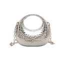 Bolso de media luna plateado con textura martillada y asa de anillo integrada - Estilo 2 (Tipo Martillado) / Plateado