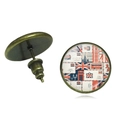 Vintage London stamp stud earrings with British flag and Big Ben icons in bronze finish - Bronze-Style 1 (JY009191)