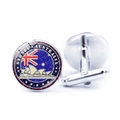 Detailed shot of silver world flag cufflinks featuring the Sydney Australia design - Australia
