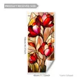 Retro red floral static window film stickers with 45x100cm product size specifications - Red Tulip Floral (D15520) / 45*100cm
