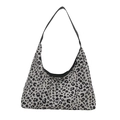 Modische Schultertasche mit Leopardenmuster in Beige und Schwarz mit großer Kapazität - Weiß