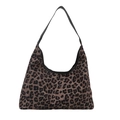 Modische Hobo-Schultertasche mit Leopardenmuster und schwarzem Gurt im Design - Khaki