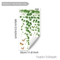 Detail view of tropical green leaf vines and butterflies wall decal measuring 30x60cm - Hanging Vines Butterflies Style (M18965)