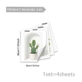 Set van 4 botanische cactus muurstickers, elk 20x30cm, in een Scandinavische stijl - Cactus En Vetplant Patroon (B18601)