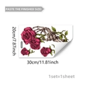 Detail view of Halloween skull hand and red rose window sticker with 30x20cm dimensions - Skeleton Hand Grabbing Red Rose (D20093) / 20x30cm