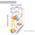 Wandsticker mit handgemaltem Bären, Wolken und Ballons zur Kinderzimmer-Wanddekoration - Handbemalter Bärenwolkenballon (M20020)