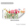 Floral and butterfly double-sided window stickers with realistic pink peonies and tulips - Pink Floral Butterfly (D18876) / 30x60cm