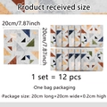 Macro view of geometric marble tile stickers in 20x20cm size for wall decoration - Multicolor Triangle Patchwork (ACZ20007)