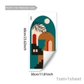 Adesivo murale moderno astratto con arco, sole e piante per decorazione soggiorno - Stile Bohémien Geometrico Astratto (B18613) / 60x30cm