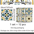 Mandala style vintage tile wall stickers for kitchen 20x20cm set of 12 waterproof decals - Yellow Blue Black White Mandala (ACZ20010)