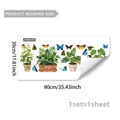 Macro view of potted plant wall decal sheet measuring 30x90cm with butterfly patterns - Potted Plants and Butterfly Style (D18856) / 30x90cm