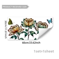 Vintage floral window stickers with peonies and butterflies in 30x60cm size - Vintage Peony Butterfly (D18873) / 30x60cm
