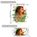 Sticker mural lion et champignons pour chambre d'enfant, décoration adhésive 63x60cm - Lion et Champignons Peints à la Main (M16591)